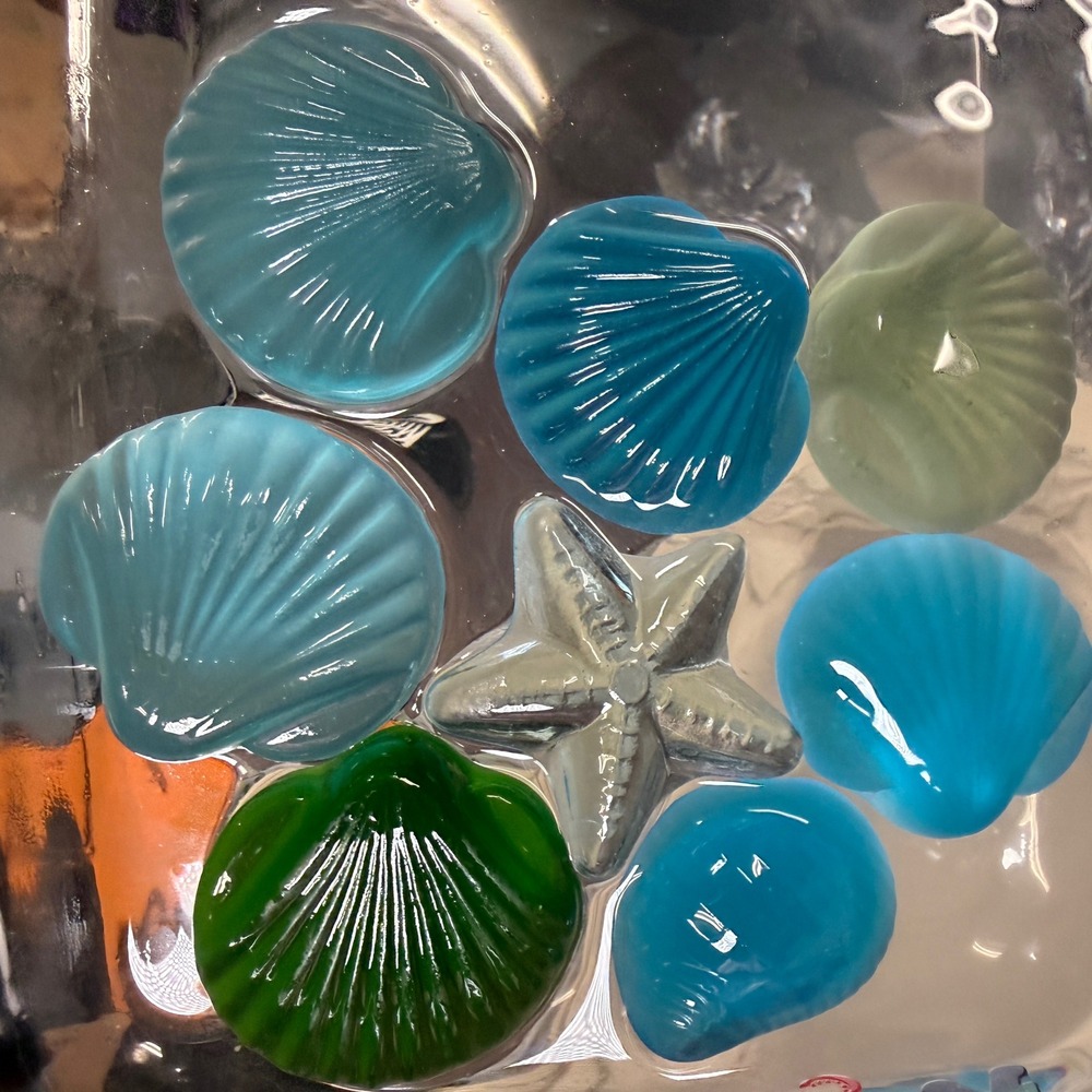 Vintage Frosted Sea Glass Shell & Starfish Decor Set 8pc Cobalt Seafoam Coastal - Picture 5 of 8